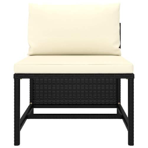 vidaXL-Divano-da-Giardino-a-4-Posti-con-Cuscini-Nero-in-Polyrattan