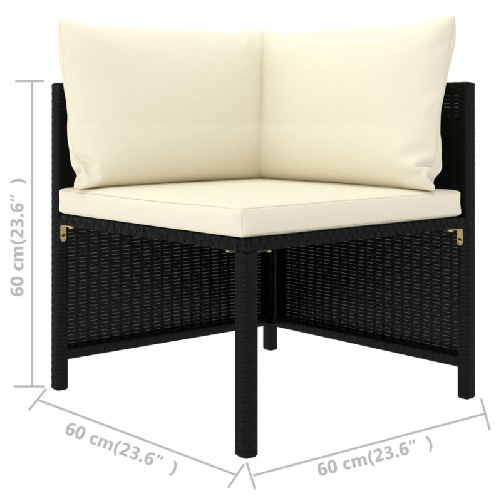 vidaXL-Divano-da-Giardino-a-4-Posti-con-Cuscini-Nero-in-Polyrattan