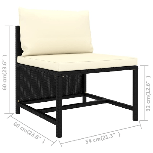vidaXL-Divano-da-Giardino-a-4-Posti-con-Cuscini-Nero-in-Polyrattan