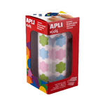 Apli Kids Rotolo da 900 Adesivi a Forma di Fiore - Adesivo a Base Acqua - Senza Solventi - Materiali 100% Riciclabili -