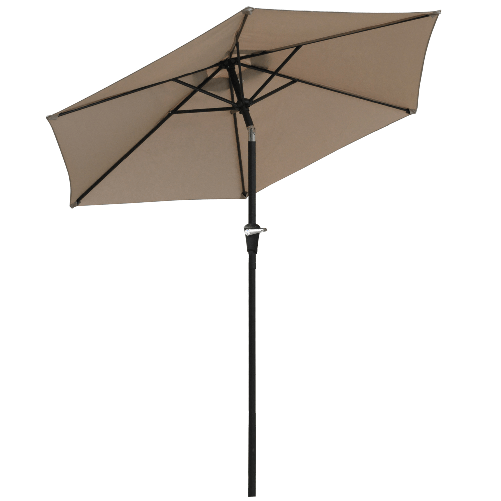 Outsunny Ombrellone da Giardino Inclinabile 2.3x2m con Apertura a Manovella e 6 Stecche, Cachi