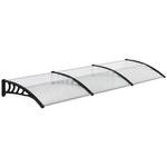Outsunny Tettoia in Policarbonato e Alluminio per Balconi, Finestre e Porte, 303x96x27 cm, Nero e Trasparente