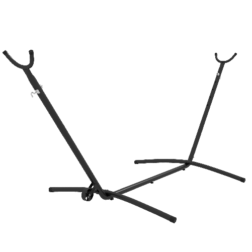 Outsunny Supporto per Amaca da 330 cm max con 6 Fori e Rotelle, in Metallo, 290x120x115 cm, Nero