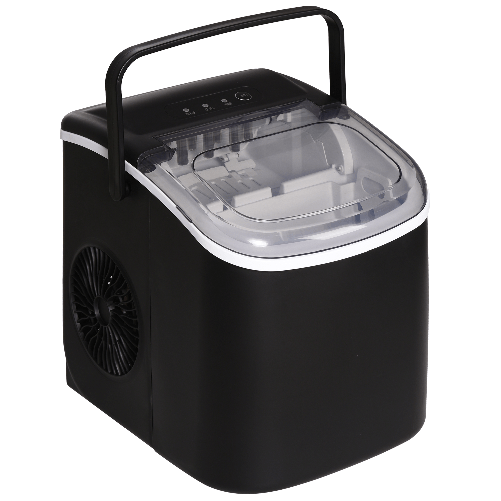 HOMCOM Macchina del Ghiaccio da 9 Cubetti in 6-12 Minuti con Cestello e Paletta Inclusi, 23.8x30.5x29 cm, Nero