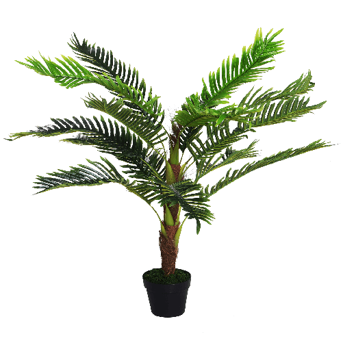 Outsunny Pianta Artificiale Palma Cycas Alta 123cm per Interno ed Esterno con Vaso Incluso