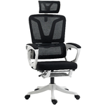 Vinsetto Sedia da Ufficio Ergonomica ad Altezza Regolabile con Poggiapiedi e Poggiatesta, 66x58x110-118 cm, Nero