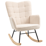HOMCOM Poltrona a Dondolo Imbottita in Legno e Acciaio per Soggiorno e Camera da Letto, 71x98x101 cm, Beige