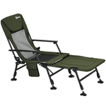 Outsunny Sedia da Pesca Pieghevole con Poggiapiedi Rimovibile, in Poliestere e Acciaio, 140x81x63 cm, Nero e Verde