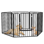 PawHut Recinto per Cani a 6 Pannelli Modulabili da Interno ed Esterno, in Acciaio, 164x83x80 cm, Nero
