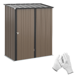 Outsunny Casetta da Giardino in Acciaio Porta Attrezzi con Catenaccio, 161.5x94.5x196cm, Marrone