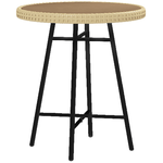 Outsunny Tavolino da Giardino Moderno in Rattan e Acciaio, 50x50x55 cm, Nero e color Legno