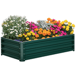 Outsunny Letto per Orto Rialzato a Fondo Aperto con Rivestimento, in Acciaio Zincato, 120x60x30.5 cm, Verde