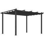 Outsunny Pergola Gazebo 4x3 m con 8 Fori di Drenaggio, in Alluminio, Metallo e Poliestere, Grigio Scuro