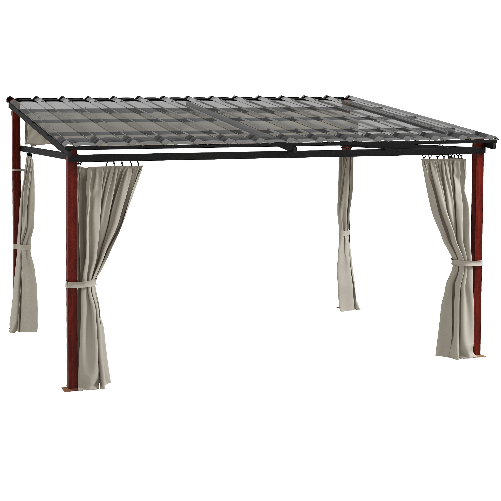 Outsunny Pergola con Tende Laterali e Tetto Retrattile in PC, in Alluminio e Metallo, 345x300x215-255 cm, Crema