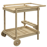Outsunny Carrello da Giardino a 2 Ripiani e 4 Spazi Portabottiglie, in Legno di Abete, 78x58.5x75 cm