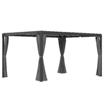 Outsunny Pergola Gazebo con Tettuccio Retrattile in Poliestere, in Metallo e Alluminio, 295x295x215 cm, Grigio Scuro