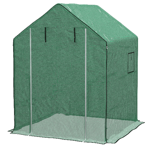 Outsunny Copertura PE per Serra da Giardino con Porta a Cerniera e Finestre, 140x143x190cm, Verde