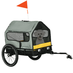 PawHut Rimorchio per Cani 3 in 1 con Casetta Rimovibile e Bandierina per Cani Taglia Piccola, Grigio