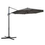 Outsunny Ombrellone da Giardino a Manovella e a 8 Stecche con Angolazione Regolabile, Ø2.95x2.5 m, Grigio