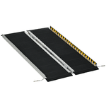 HOMCOM Rampa per Sedia a Rotelle Pieghevole in Alluminio con Deflettori e Adesivi, 122x73.6x5.1 cm, Nero