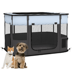 PawHut Box per Animali con 7 Finestre, 3 Porte e 2 Borse Portaoggetti, in Poliestere e Acciaio, 84x64x53 cm