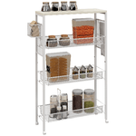 HOMCOM Carrello da Cucina a 3 Livelli con Cestino Laterale e Gancio, in Truciolato e Acciaio, 58x18.5x87 cm