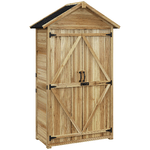 Outsunny Capanno Attrezzi a 3 Ripiani Rimovibili con Chiavistello, in Legno di Abete, 102x54x177 cm