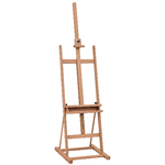 HOMCOM Cavalletto da Pittore Regolabile in Legno di Faggio con Vano Contenitore, 53x50.5x171-230cm