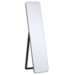 HOMCOM Specchio da Terra e da Parete con Struttura in Legno e Supporto Pieghevole, 37x43x156cm, Nero