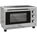 HOMCOM Fornetto Elettrico da 30L con 3 Funzioni di Cottura, Temperatura Regolabile e Timer, 1600W, Argento