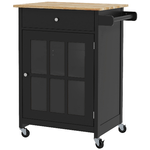 HOMCOM Carrello Cucina con Cassetto, Armadietto Regolabile e Portasciugamani, in Legno, 67x48x86.5 cm, Nero e Rovere