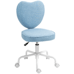 HOMCOM Sedia per Scrivania a Cuore con 5 Rotelle e Altezza Regolabile in Tessuto, 40x50x79-89cm, Azzurro