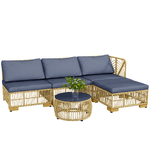 Outsunny Set Salotto in Rattan da Giardino con Divano Modulabile, Cuscini e Tavolino da Caffè, Grigio