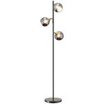 HOMCOM Lampada da Terra in Metallo ad Albero con 3 Paralumi in Vetro, Ø36x162 cm, Nero e Grigio