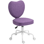 HOMCOM Sedia per Scrivania a Cuore con 5 Rotelle e Altezza Regolabile in Tessuto, 40x50x79-89cm, Viola