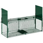 Outsunny Gabbia Trappola per Animali Vivi Piccoli con Doppia Porta e Maniglia, 80x25x30cm, Verde Scuro