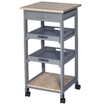 HOMCOM Carrello da Cucina con Cassetto, 2 Vassoi Estraibili e Ripiano Fisso, in Legno di Pino e MDF, 37x37x76 cm