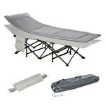 Outsunny Lettino da Campeggio Pieghevole e Imbottito con Tasca Portaoggetti, 188x64.5x53 cm, Grigio chiaro