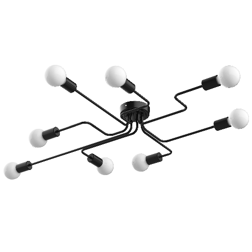 HOMCOM Lampadario a Soffitto Moderno 8 Punti Luce, Illuminazione Design Industriale per Casa e Ufficio, Nero