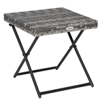Outsunny Tavolino da Giardino Pieghevole Salvaspazio in Rattan Sintetico e Acciaio, 40x40x40cm, Grigio