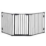 PawHut Cancellino per Cani Taglia Piccola e Media Pieghevole a 3 Pannelli, 180x3x74.5 cm, Nero