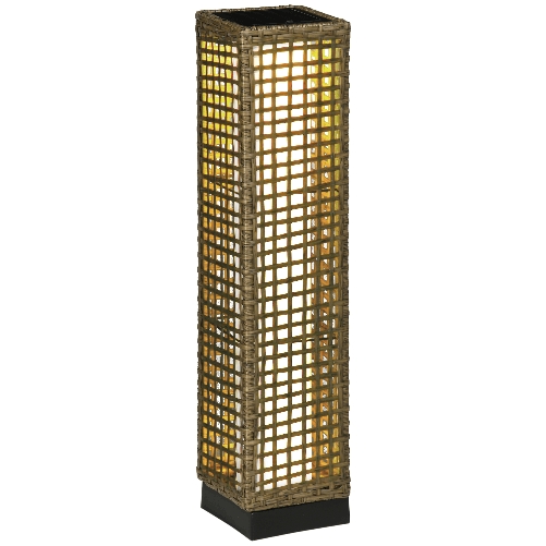 Outsunny Lampada Solare da Giardino con Pannello di Ricarica, in Acciaio e Rattan, 15.5x15.5x69 cm, Nero e Marrone