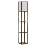 HOMCOM Lampada da Terra con 3 Mensole Integrate, Attacco E27 Potenza 40W, 26x26x160cm, Colore Legno