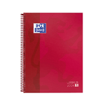 Oxford Europeanbook 1 Quaderno Spirale Formato A4+ Griglia 5x5mm - 80 Fogli - Banda Colorata - Copertina Extra Rigida Lucida - Colore Rosso