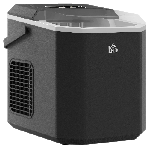 HOMCOM Macchina del Ghiaccio Autopulente da 9 Cubetti in 6-13 Minuti, in PP e Rame, 22.2x29.4x29 cm, Nera