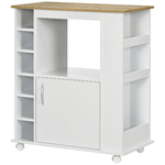 HOMCOM Carrello da Cucina con Armadietto e Ripiani Regolabili, Ruote Girevoli e Freno, 75x39.5x88 cm, Bianco