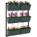 Outsunny Orto Verticale a 3 Livelli con 6 Vasi in Acciaio e Plastica, 52x14x66cm, Verde Scuro