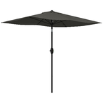 Outsunny Ombrellone da Giardino Rettangolare 2x3 m Inclinabile con Apertura a Manovella, Grigio