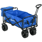 Outsunny Carrello da Giardino 110L con Maniglia Telescopica e Borsa Termica da 15L in Acciaio e Tessuto, Blu