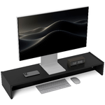 HOMCOM Supporto per Monitor con 2 Vani Contenitore in Legno, 100x27x15 cm, Nero